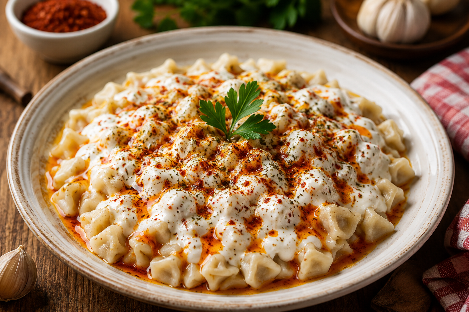 El yapımı mantı tabağı